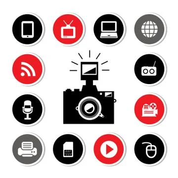 Camera and technology symbol 库存插图