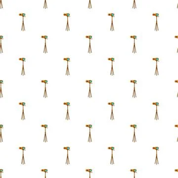 Camera and tripod pattern repeating on white background Stock Illustration