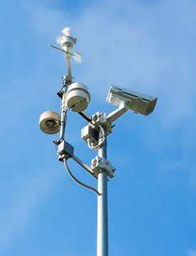 Camera and wind measuring instrument Stock Photos
