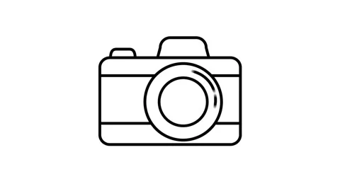 Camera animated icon with classic picture capture lens Vídeo Stock 341941239
