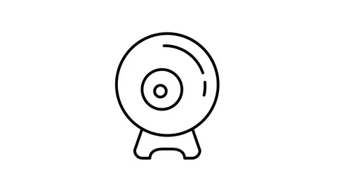 Camera animated icon displaying mounted desktop recording lens Vídeo Stock 341941179