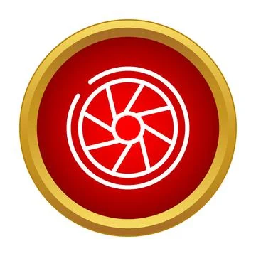 Camera aperture diaphragm icon in red circle Stock Illustration