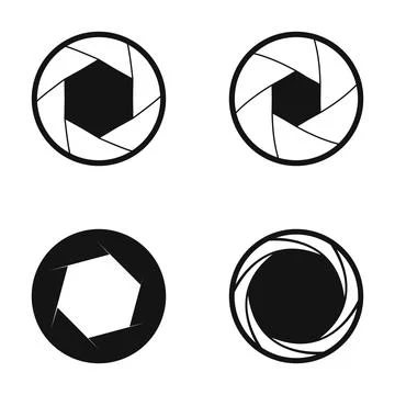 Camera aperture diaphragm set illustrating focus and optics Stock Illustration