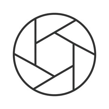 Camera aperture icon in line design. Camera, aperture, photography, focus, lens Stock Illustration