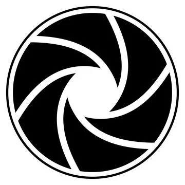 Camera aperture icon with six optical lens blades Stock Illustration