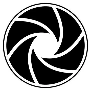 Camera aperture icon with six optical lens blades Stock Illustration