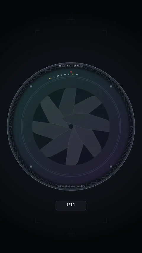 Camera aperture iris mechanism, pixel art lens shutter, mechanical dial Stock Footage 347557125