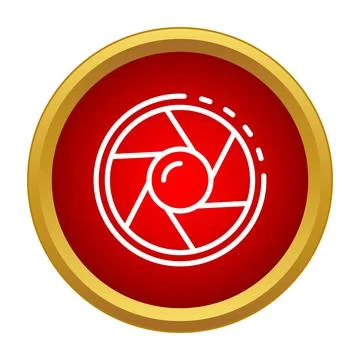 Camera aperture lens shutter red circle icon Stock Illustration