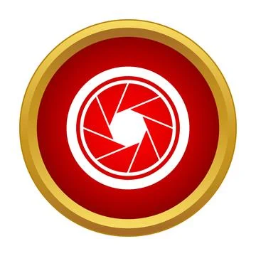Camera aperture red gold icon photography symbol Stock Illustration
