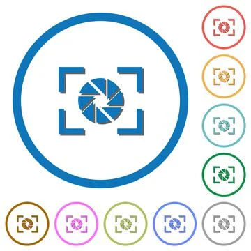 Camera aperture setting icons with shadows and outlines Stock Illustration