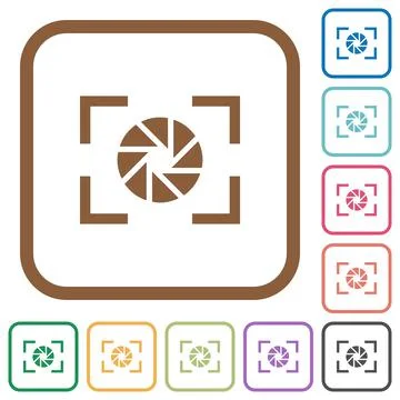 Camera aperture setting simple icons Stock Illustration