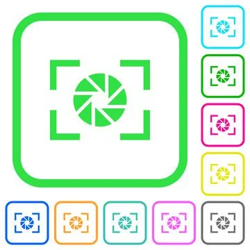 Camera aperture setting vivid colored flat icons 스톡 일러스트