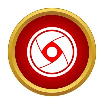 Camera aperture shutter icon vector red gold Stock Illustration