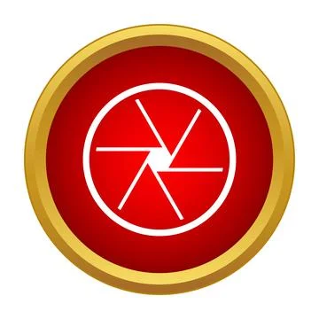 Camera aperture shutter icon vector red button Stock Illustration