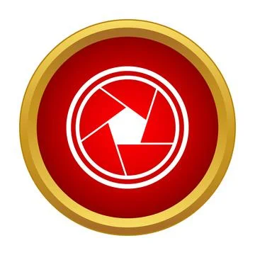 Camera aperture shutter iris icon red circle Stock Illustration