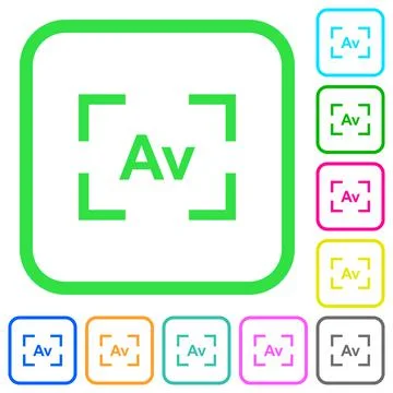 Camera aperture value mode vivid colored flat icons Stockillustratie