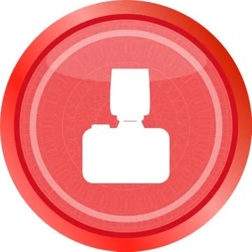 Camera application icon. Colorful camera lens design on white square shape 스톡 일러스트