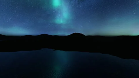 Camera aproaching the sky with Aurora Borealis playful colors Stock Footage 251711070