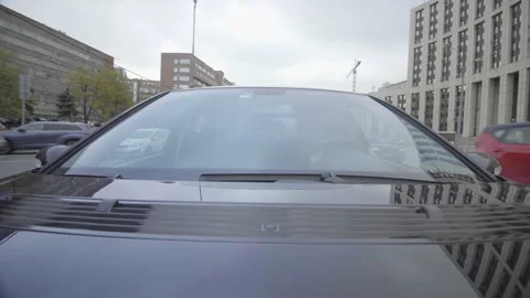 The camera is attached to the car. windshield. driving on the highway 스톡 동영상 148515223