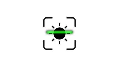 Camera auto focus motion graphic with sun icon and green indicator bar show.. Stock Footage 346498852