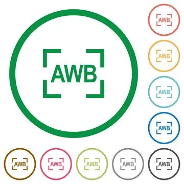 Camera auto white balance mode flat icons with outlines Illustrazione stock