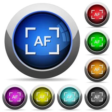 Camera autofocus mode round glossy buttons 스톡 일러스트
