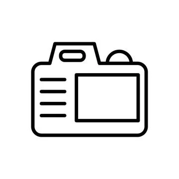 Camera back icon line isolated on white background. Black flat thin icon on.. Stock Illustration