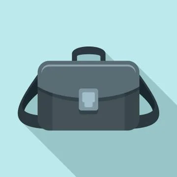 Camera bag icon, flat style Stock Illustration