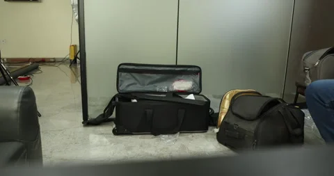 Camera Bags in studio Stock Footage 312972269