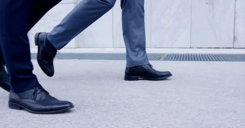 Camera Being Focused On Legs Business Walking In Traditional Shoes Stock Footage 69728534