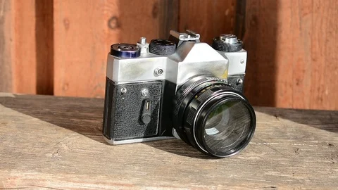 Camera on the bench Stock Footage 112917985