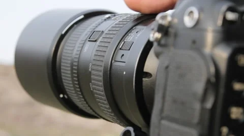 Camera with big lens close up Stock Footage 61283365