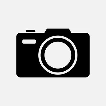 Camera black icon stroke vector photo outline logo. Photography pictogram camera Stock Illustration