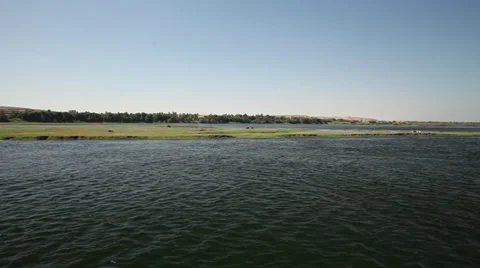 Camera boat - Pan on the Nile river, Egypt Stock Footage 35100900