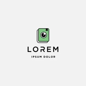 Camera Book Logo Template Vector Design Sign Stock Illustration