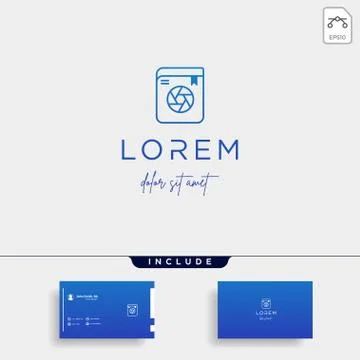 Camera Book Logo Template Vector Design Sign Stock Illustration