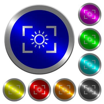 Camera brightness setting luminous coin-like round color buttons Stock Illustration