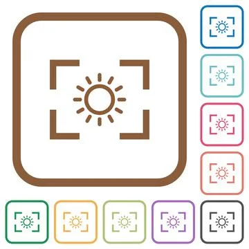 Camera brightness setting simple icons Stockillustratie