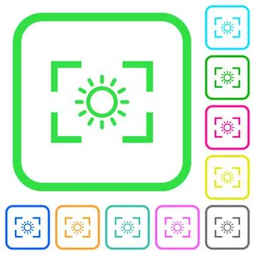 Camera brightness setting vivid colored flat icons Illustrazione stock