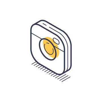 Camera button design in isometric style featuring modern line art illustratio Stock Illustration