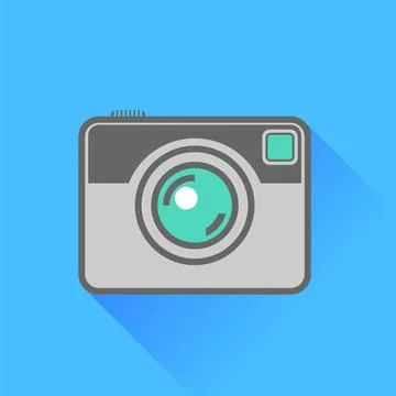 Camera Camera Icon Isolated on Blue Background. Long Shadow. Copyright: xZ... Stock Photos
