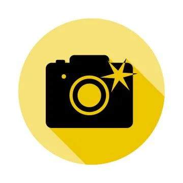Camera, camera icon in long shadow style Stock Illustration