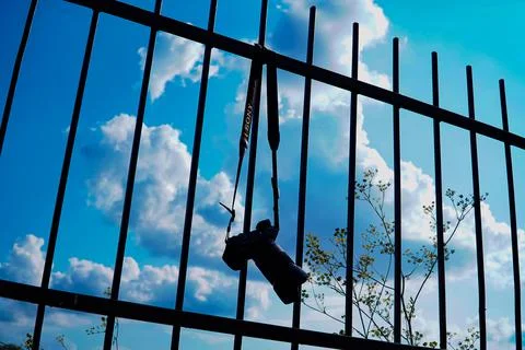 Camera, camera in the sky, camera on the fence Stock Photos