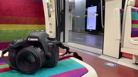 Camera canon 6d mark II in a metro in paris Stock Footage 130752690