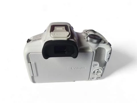 Camera Canon Eos R50 wit kit lens 18-45mm in white colour Foto stock
