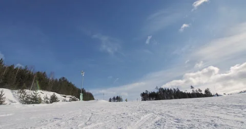 The camera captures the braking of the snowboarder Stock Footage 150363449