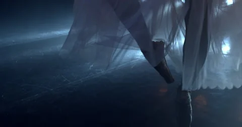 The camera captures a close-up of the ballerina's legs Video stock 150162677
