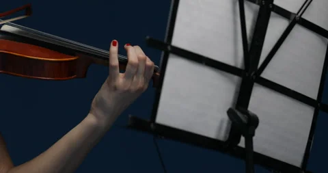 Camera captures violin, face, and BLUE copyspace Stock Footage 251066525