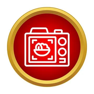 Camera capturing food in focus on screen icon Stock Illustration