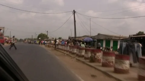 Camera car on african road Stock Footage 89363012